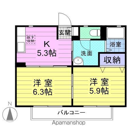 ショコラハウスⅡ(2K/1階)の間取り写真