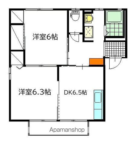 グランコスモD(2DK/1階)の間取り写真