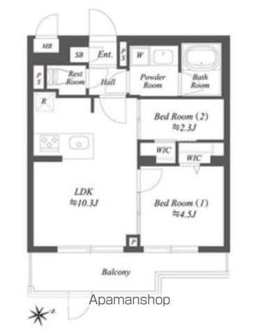 ブランシエスタ用賀(2LDK/1階)の間取り写真