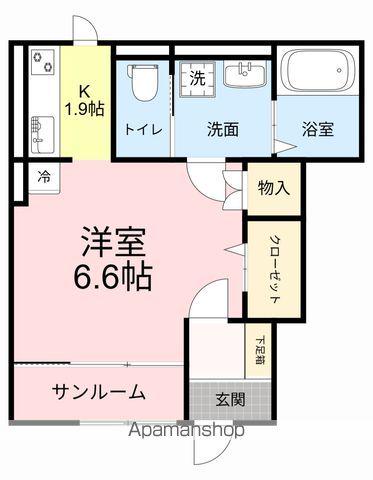 プログレ若林Ⅱ(1K/1階)の間取り写真