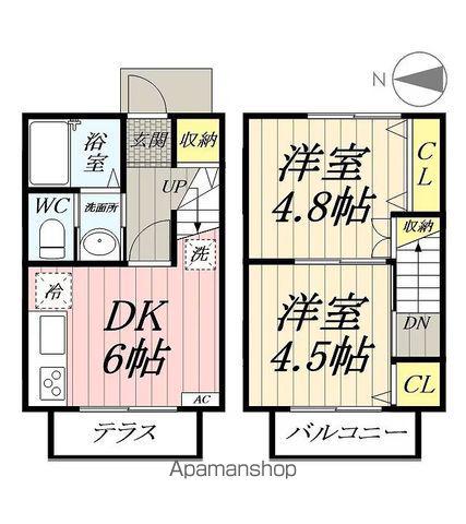 スカイコート鷹野Ｂ棟(2DK)の間取り写真