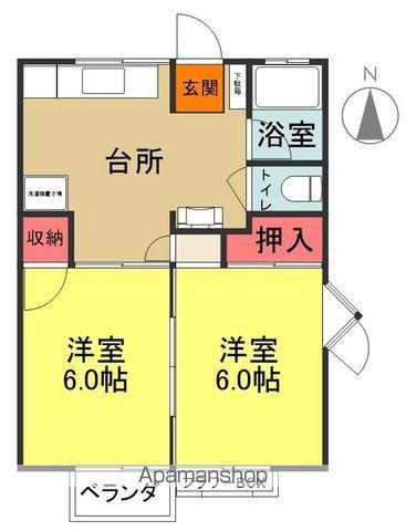 三町目二番館(2DK/2階)の間取り写真