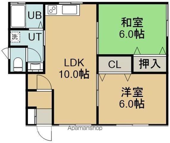 ハイツMⅡ(2LDK/1階)の間取り写真