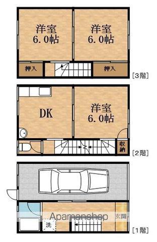 片町線 鴫野駅 徒歩10分 3階建 築42年(3DK)の間取り写真