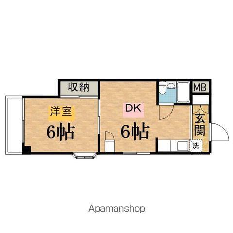 ウィンド聖蹟桜ヶ丘マンション(1DK/6階)の間取り写真