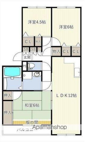 INOVE松戸六高台(3LDK/3階)の間取り写真