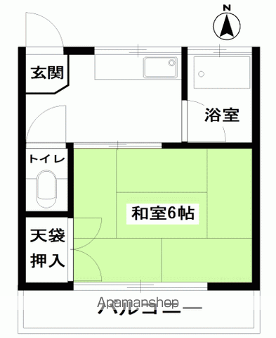 草野ハイツ(1K/2階)の間取り写真