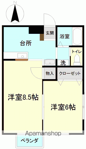 クレールオジマ(2K/2階)の間取り写真