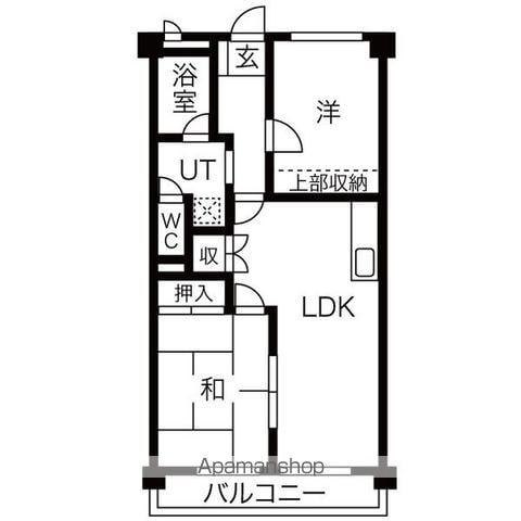 シャトーユキ(2LDK/1階)の間取り写真