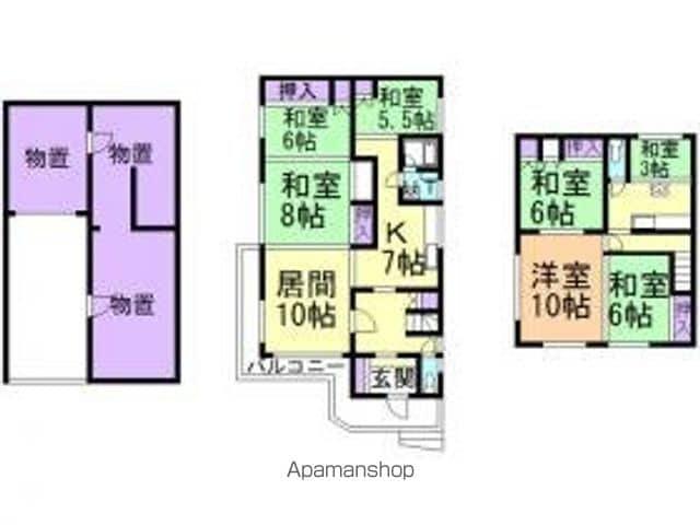函館本線 稲積公園駅 徒歩4分 2階建 築43年(5LDK)の間取り写真