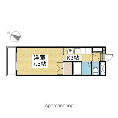 ブルースカイ朝日ヶ丘(1K/1階)の間取り写真