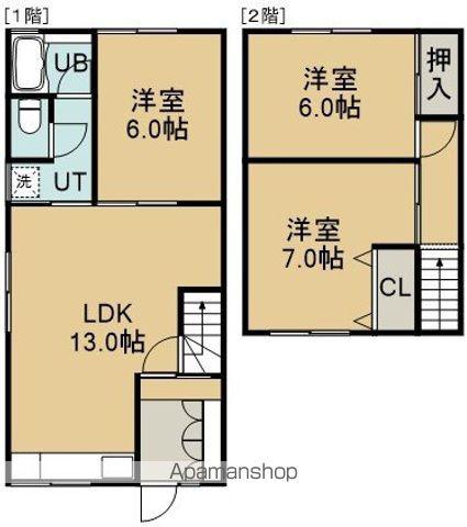 人見町14番1棟2戸(3LDK/1階)の間取り写真