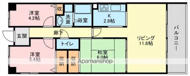 シティオ大津石山(3LDK/6階)の間取り写真