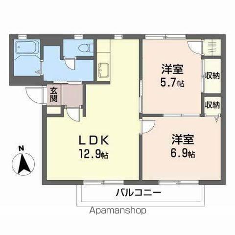 エステート笹谷ⅤD(2LDK/2階)の間取り写真