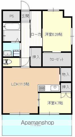 ディアコート新栄(2LDK/6階)の間取り写真