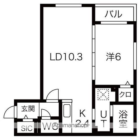 クラリス平岸Ⅱ(1LDK/1階)の間取り写真