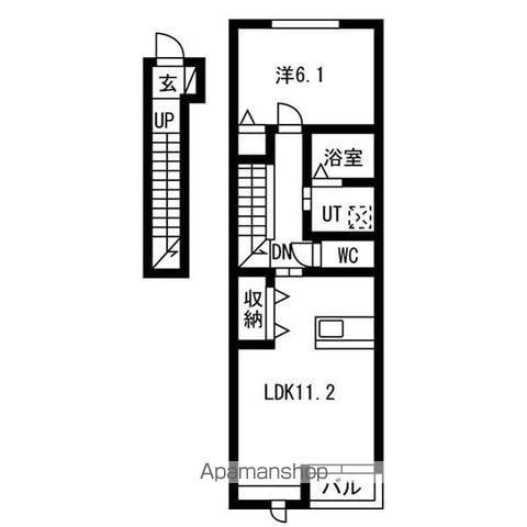 みつぼしハイツ(1LDK/2階)の間取り写真
