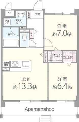セレステユノ(2LDK/1階)の間取り写真