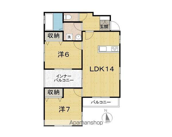 プリュネ・リアーレ(2LDK/1階)の間取り写真