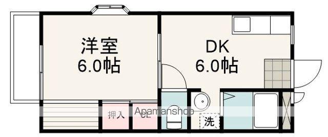 ハッピー沓谷(1DK/2階)の間取り写真