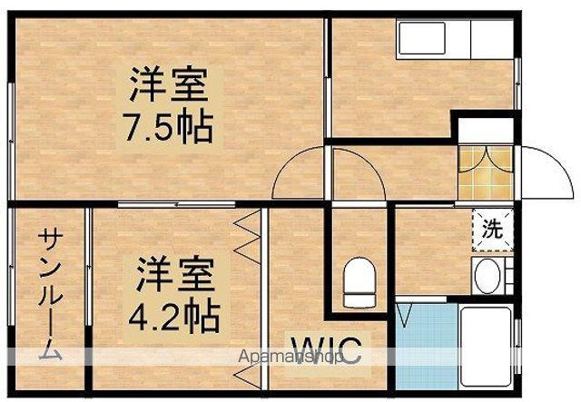 シャルール B棟(2K/2階)の間取り写真