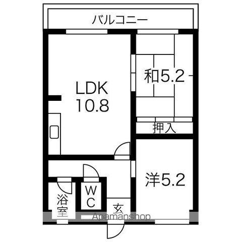 アースビルディング(2LDK/5階)の間取り写真
