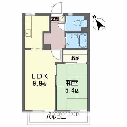 アパートメントハウス・アイリス(1LDK/2階)の間取り写真