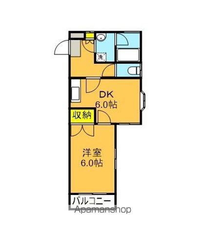 グローリィハイツ(1DK/2階)の間取り写真