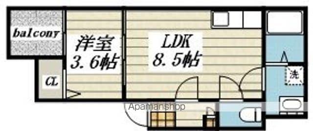 アヴェンタ箱崎(1LDK/2階)の間取り写真