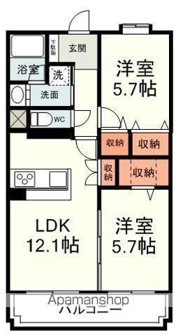 ドルフ中田本町(2LDK/3階)の間取り写真