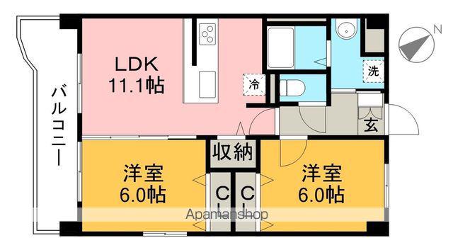 レイクサイドガーデン緑ヶ丘(2LDK/2階)の間取り写真