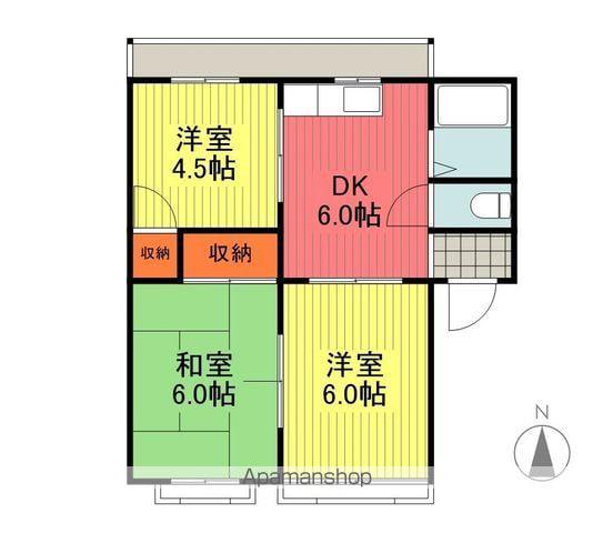 アンビックス9(3DK/2階)の間取り写真