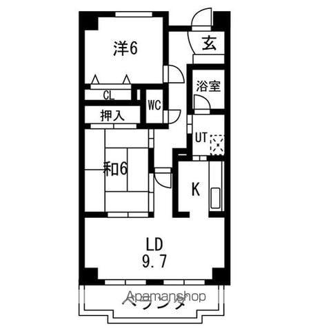 フレア稲垣(2LDK/1階)の間取り写真