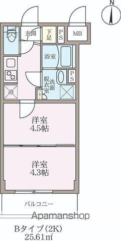 ラヴィエール住吉(2K/3階)の間取り写真
