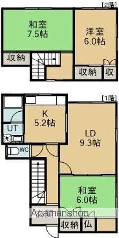 道南いさりび鉄道 七重浜駅 徒歩11分 2階建 築44年(3LDK)の間取り写真