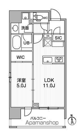 シーズンフラッツ新御徒町イースト(1LDK/6階)の間取り写真