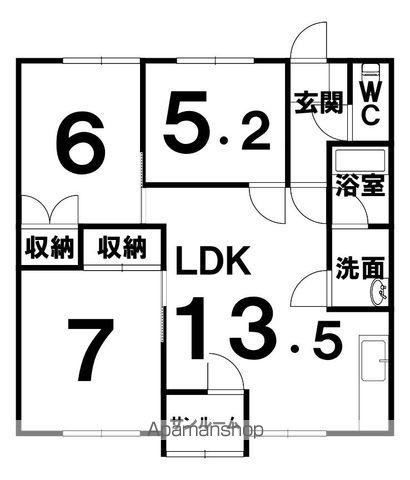 リバーサイドハウスⅢ(3LDK/2階)の間取り写真