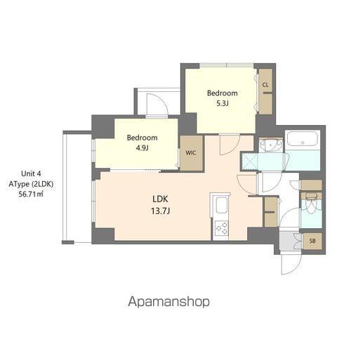 S-RESIDENCE高島平ASOLEA(2LDK/4階)の間取り写真