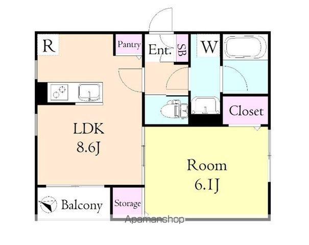 ルヴェ・デュ・ソレイユ(1LDK/1階)の間取り写真