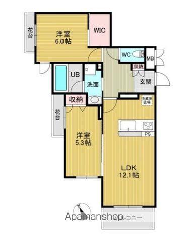 U RESIDENCE 東比恵(2LDK/5階)の間取り写真