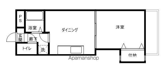 太陽ハイツ冨波(1DK/2階)の間取り写真