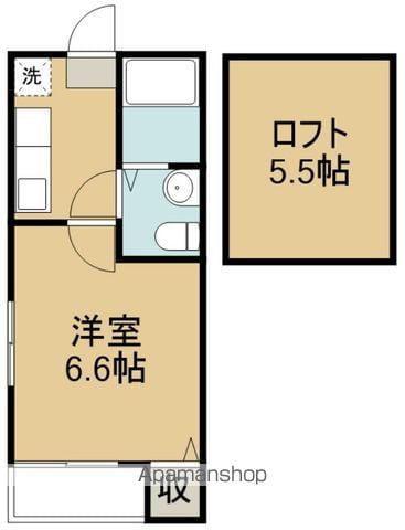 ヴァンベール宮町(1K/2階)の間取り写真