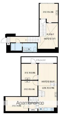 SKULD神楽坂(4LDK/1階)の間取り写真