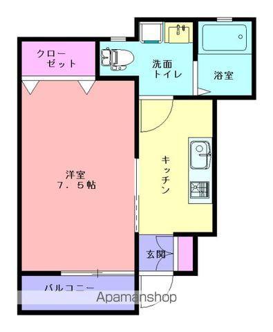 ベルフールA棟(1K/1階)の間取り写真