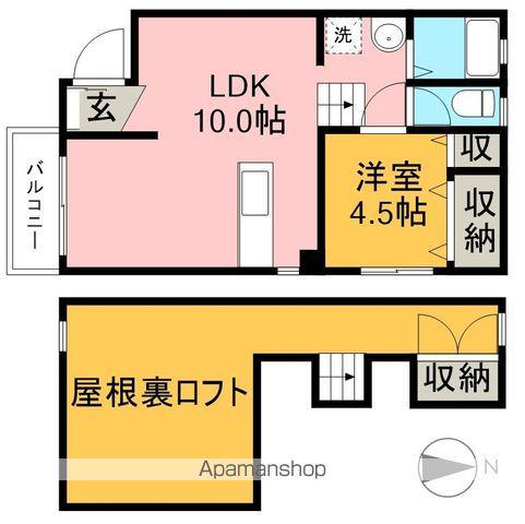 高知県高知市 2階建 築56年(1LDK/2階)の間取り写真