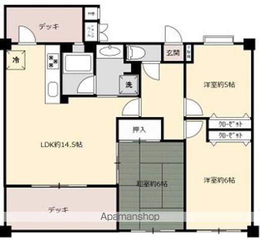 グランベル多摩川河辺(3LDK/6階)の間取り写真