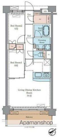 ラグゼナ平井ノース(2LDK/3階)の間取り写真