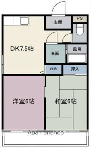 シャールズ園部(2DK/3階)の間取り写真