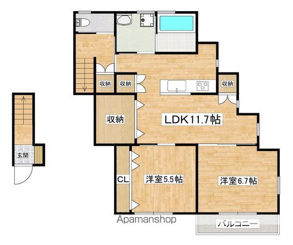 M・Nビル(2LDK/2階)の間取り写真