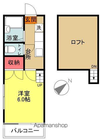 メゾントマト北白土(1K/2階)の間取り写真
